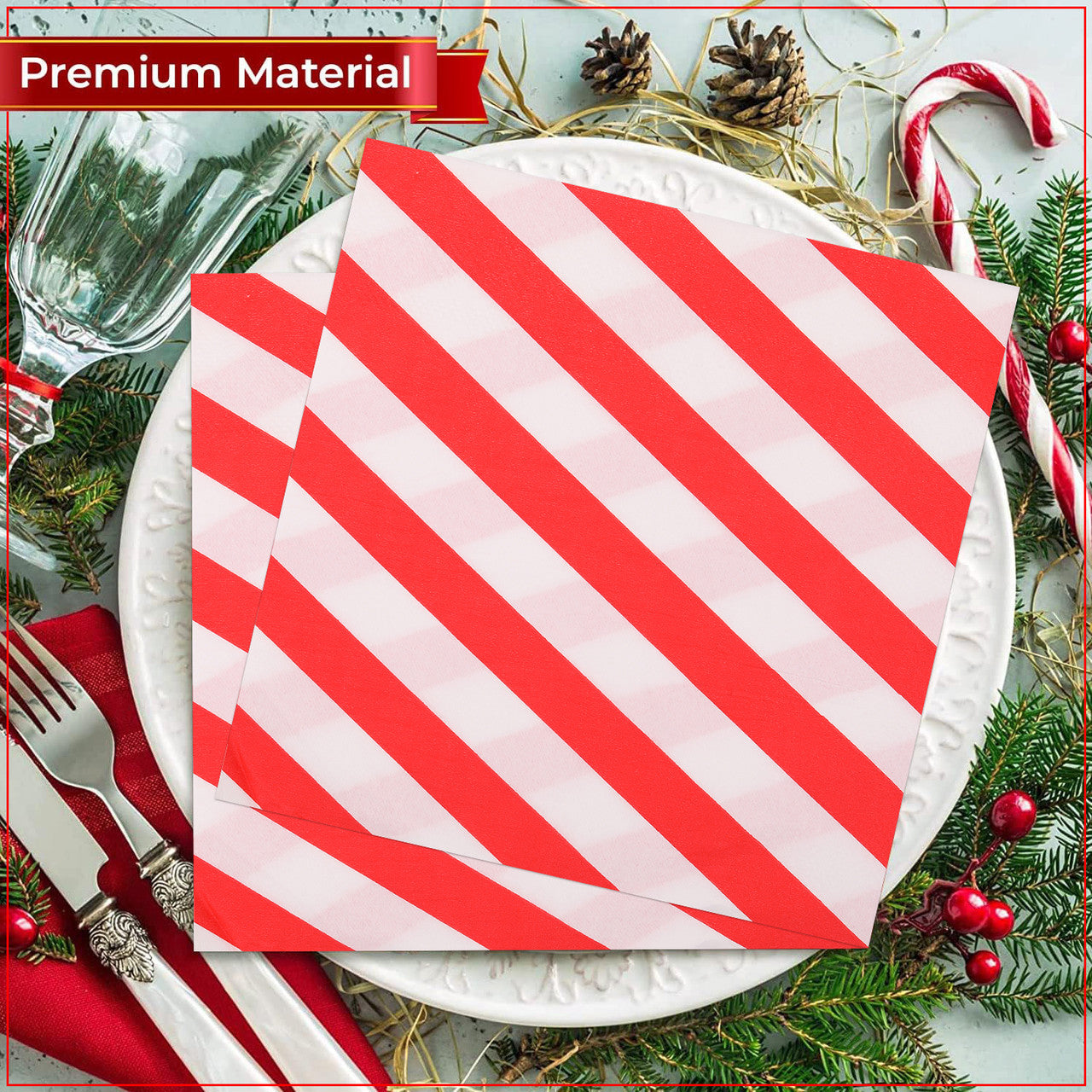 Red and White Striped Napkins (Pack of 20)