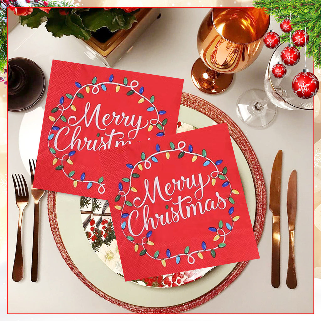 Red Christmas Party Disposable Paper Napkins