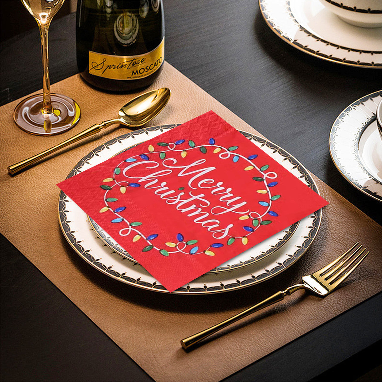 Red Christmas Party Disposable Paper Napkins