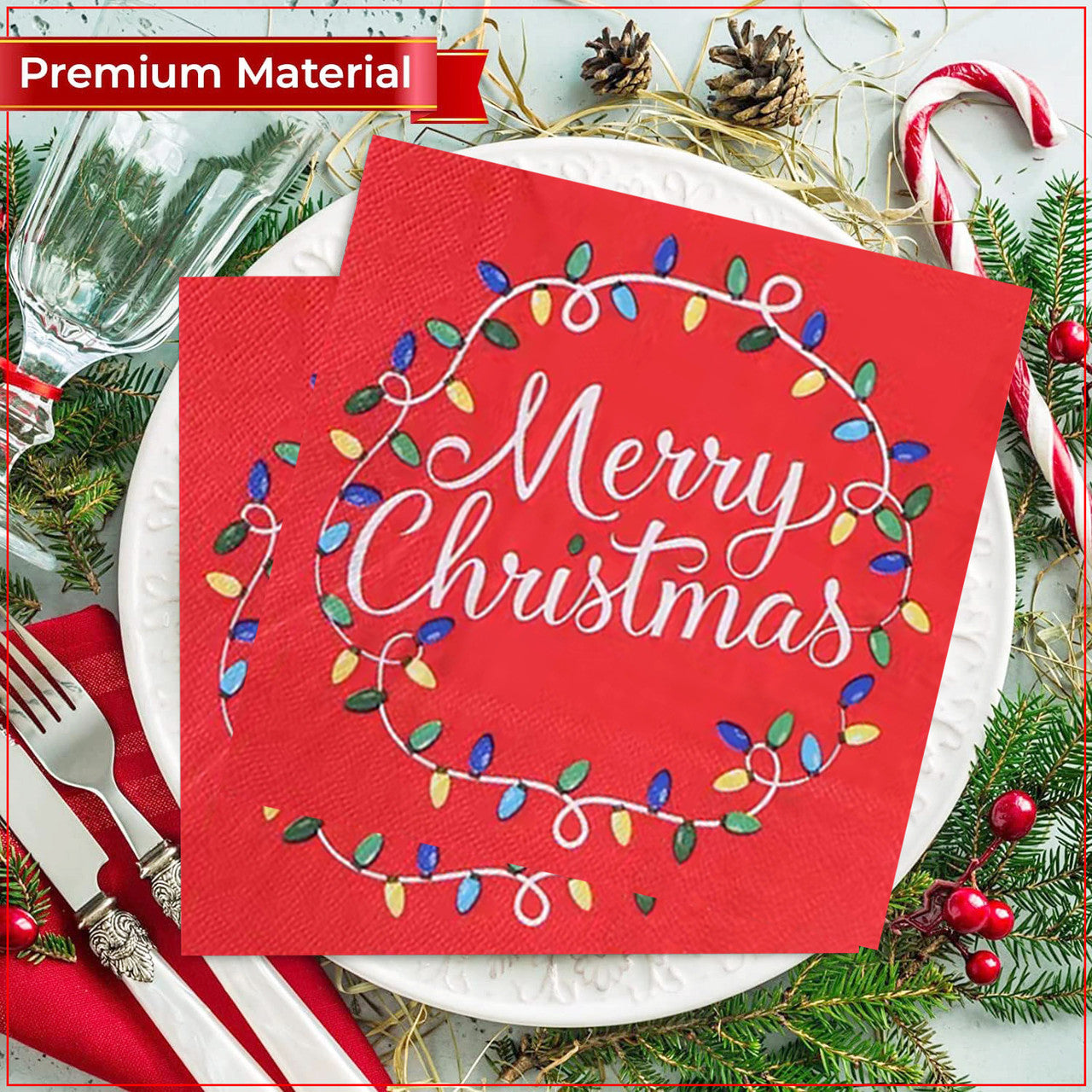 Red Christmas Party Disposable Paper Napkins