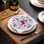 White Disposable Paper Napkins - Red Reindeer Design