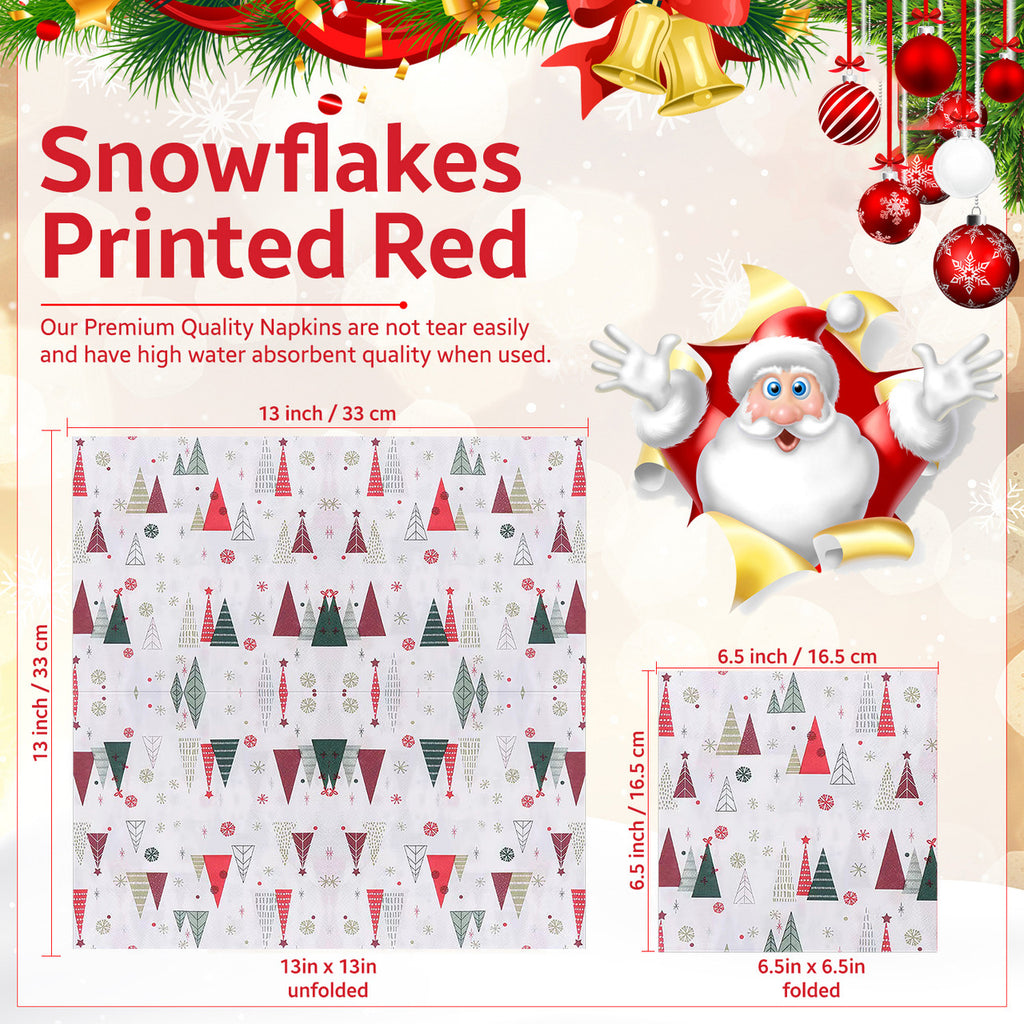 White Disposable Paper Napkins - XMAS Tree Design