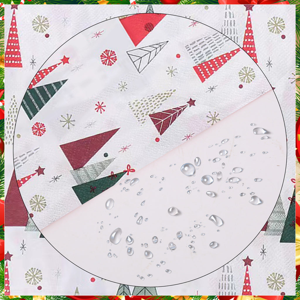 White Disposable Paper Napkins - XMAS Tree Design