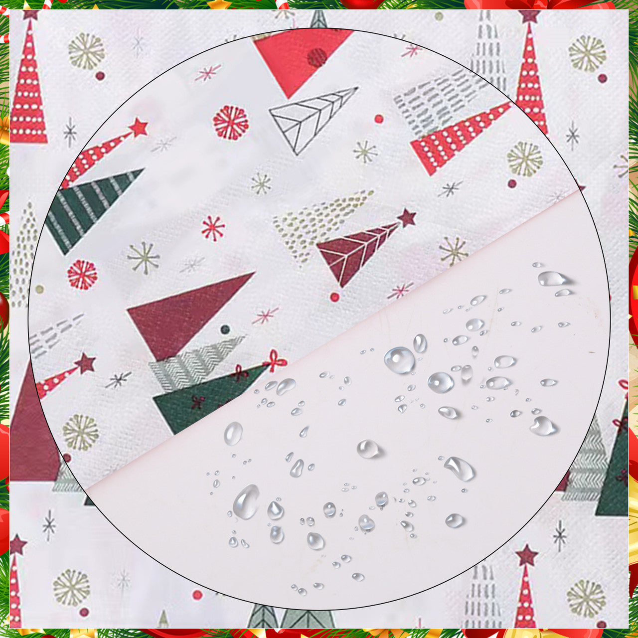 White Disposable Paper Napkins - XMAS Tree Design