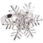 Snowflake Napkin Rings with Diamante – Christmas Table Décor- Silver