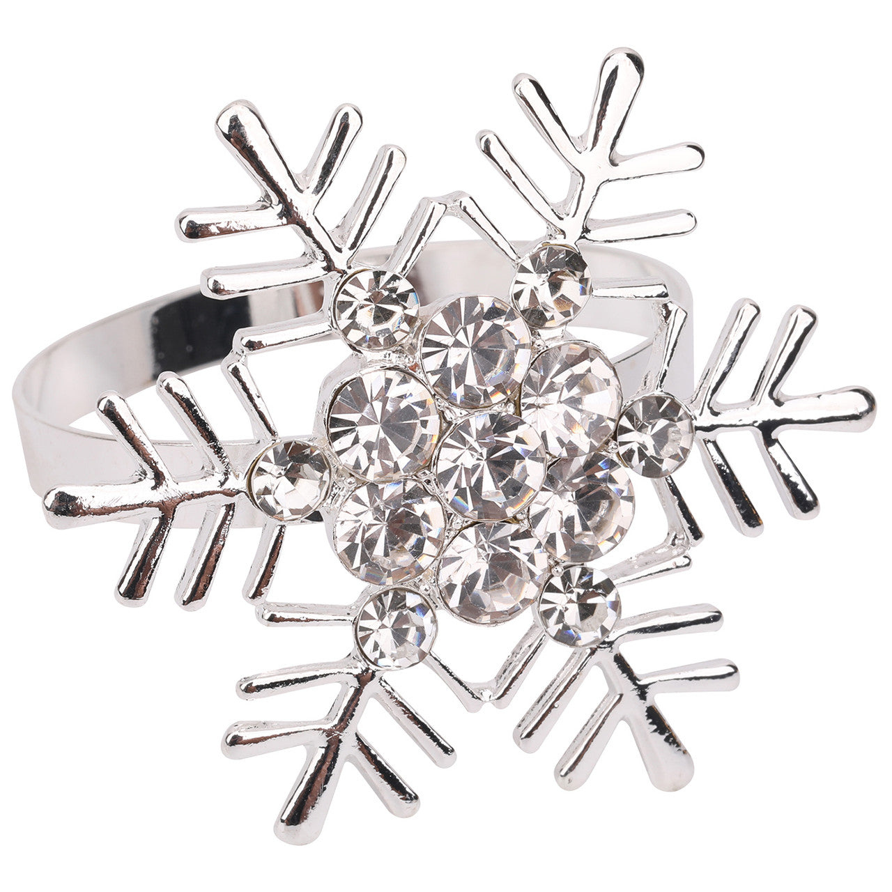 Snowflake Napkin Rings with Diamante – Christmas Table Décor- Silver