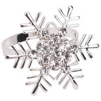 Snowflake Napkin Rings with Diamante – Christmas Table Décor- Silver