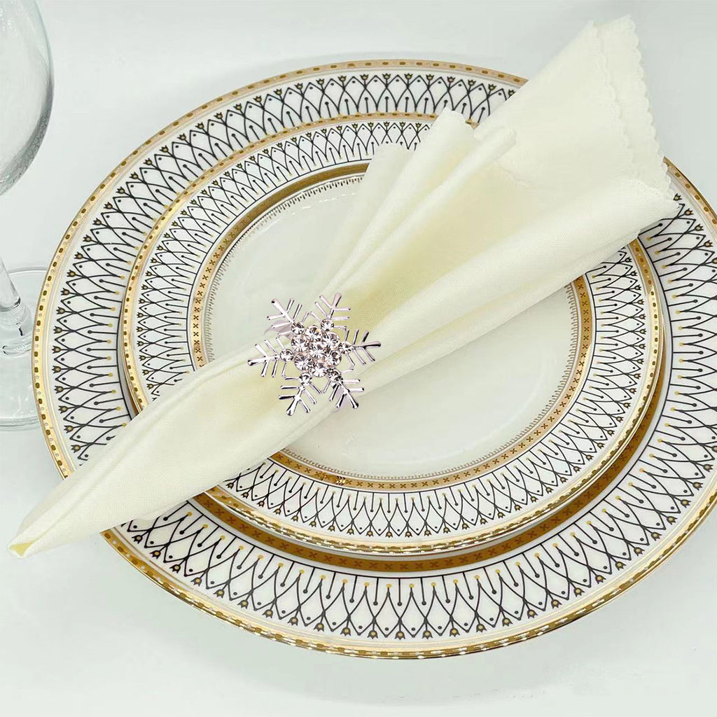 Snowflake Napkin Rings with Diamante – Christmas Table Décor- Silver