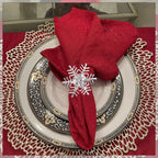 Snowflake Napkin Rings with Diamante – Christmas Table Décor- Silver