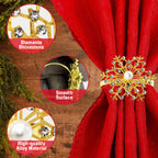 Sunburst Pearl Napkin Rings – Rhinestone Table Décor - Gold