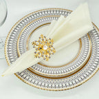 Sunburst Pearl Napkin Rings – Rhinestone Table Décor - Gold