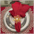 Sunburst Pearl Napkin Rings – Rhinestone Table Décor - Gold