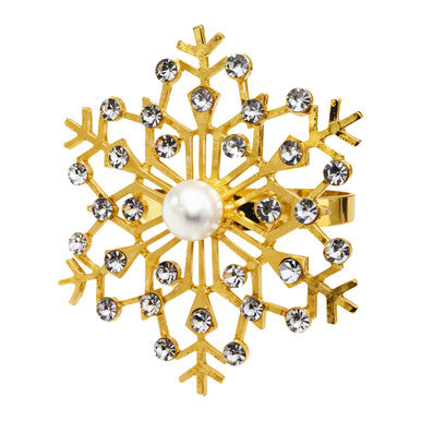 Sunburst Pearl Napkin Rings – Rhinestone Table Décor - Gold