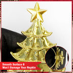 Christmas Napkin Rings – Tree with Star Design - Gold