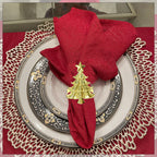 Christmas Napkin Rings – Tree with Star Design - Gold