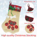 Christmas Stocking - Pet Paw with Plaid Trim