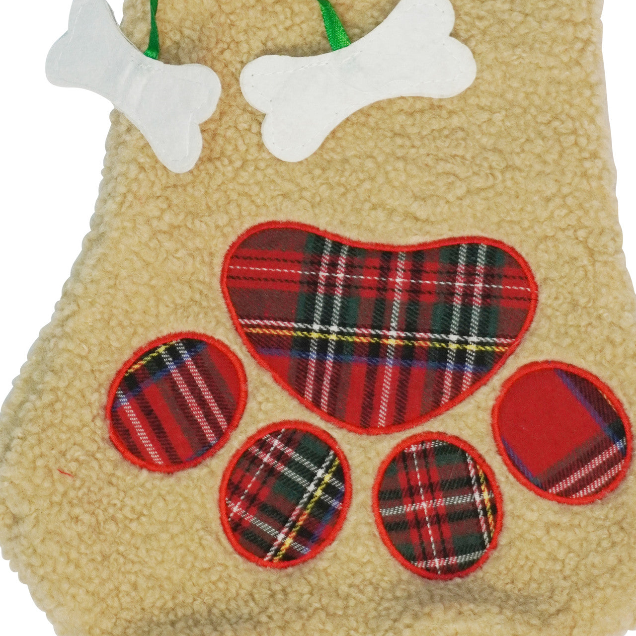 Christmas Stocking - Pet Paw with Plaid Trim