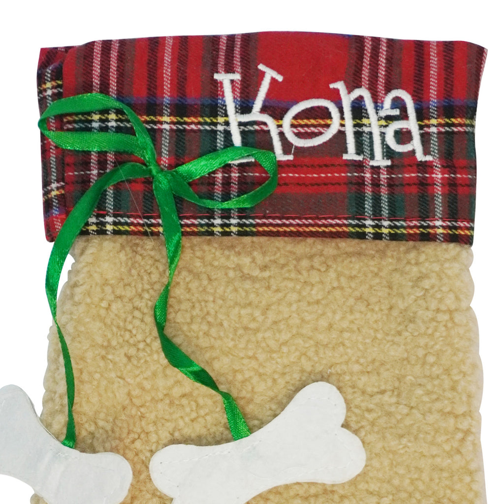 Christmas Stocking - Pet Paw with Plaid Trim