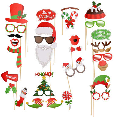 Merry Christmas Photo Booth Props - 32pcs