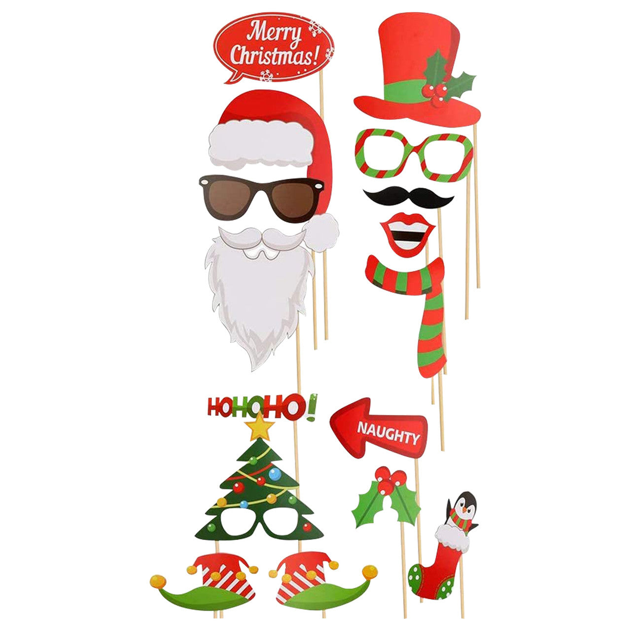 Merry Christmas Photo Booth Props - 32pcs