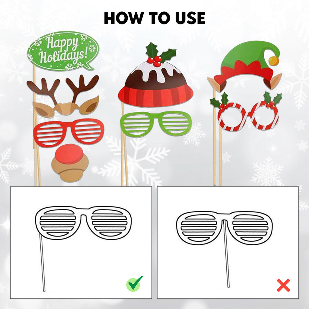 Merry Christmas Photo Booth Props - 32pcs