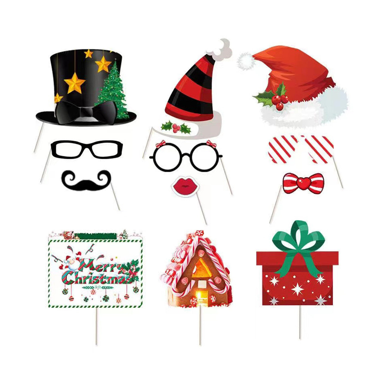 Merry Christmas Photo Booth Props - 22pcs