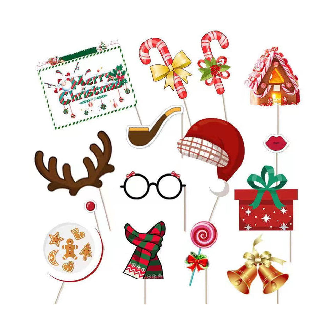 Merry Christmas Photo Booth Props - 22pcs