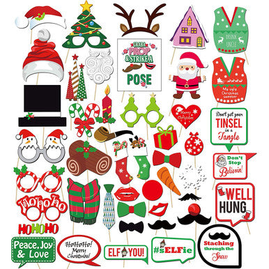 Merry Christmas Photo Booth Props - 47pcs