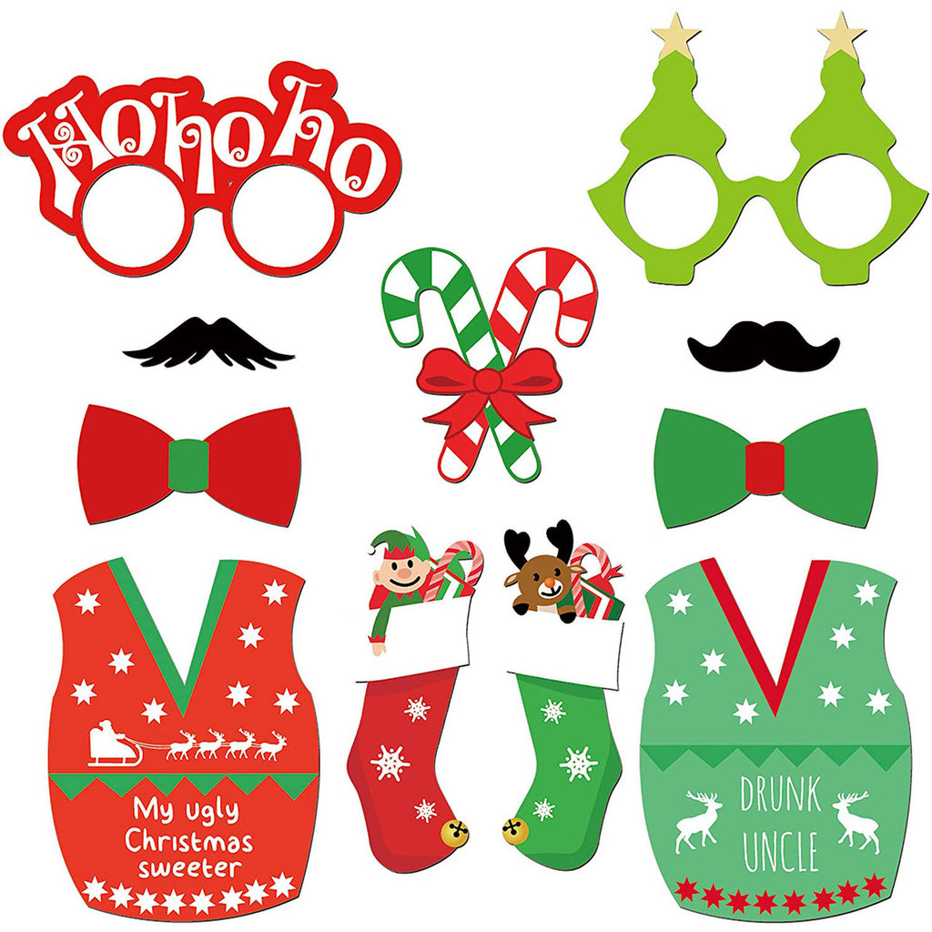 Merry Christmas Photo Booth Props - 47pcs