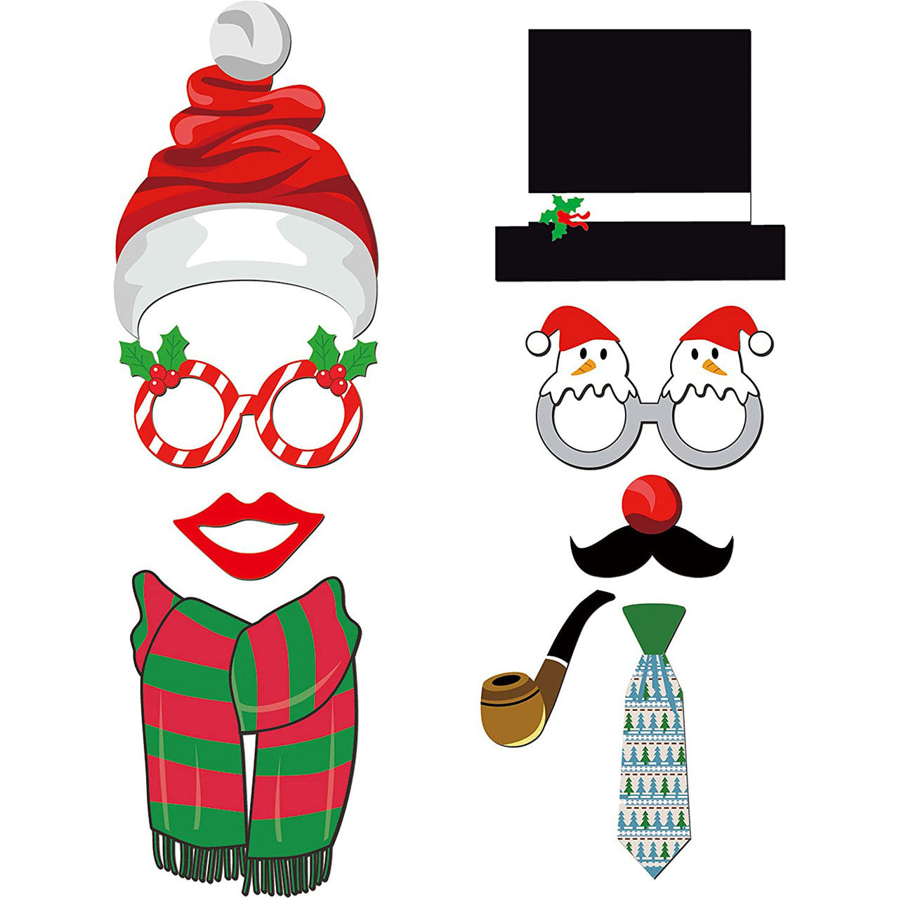 Merry Christmas Photo Booth Props - 47pcs