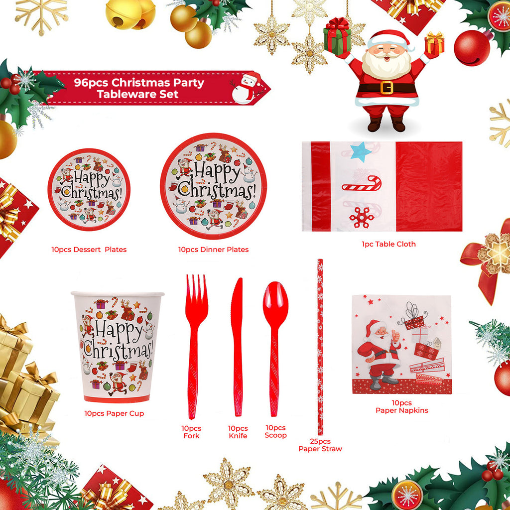 Christmas Party Tableware Set - 96pcs