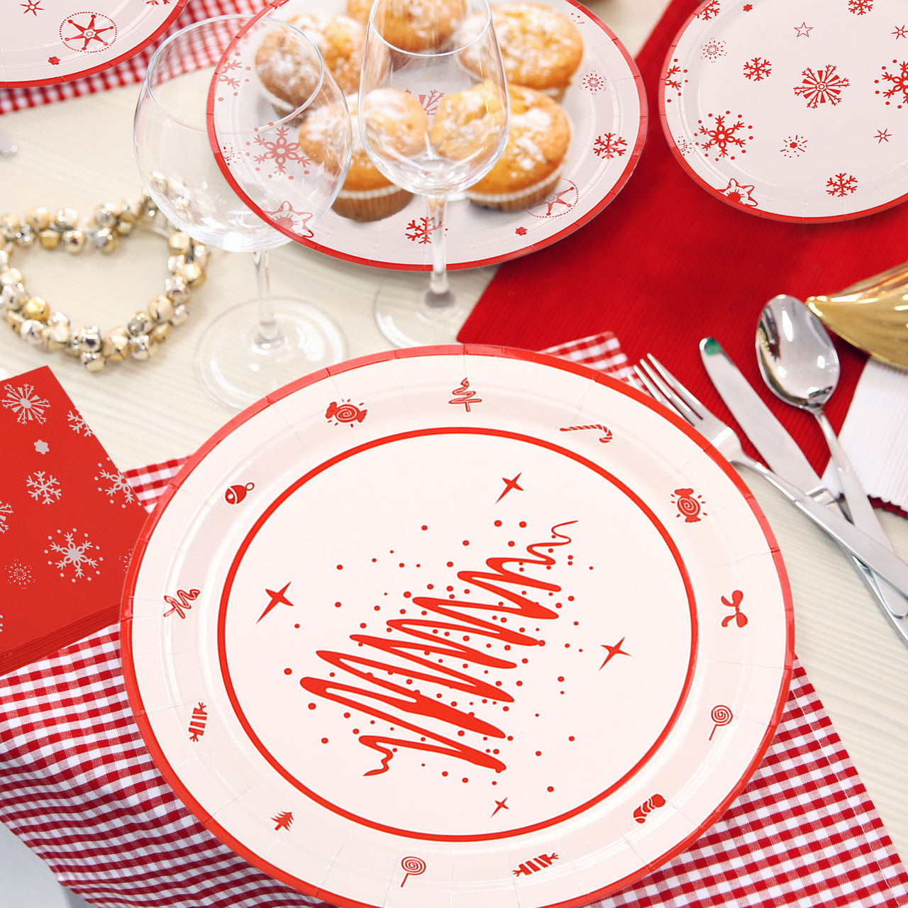 Red White Disposable Dinnerware Set