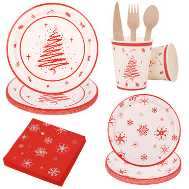 Red White Disposable Dinnerware Set