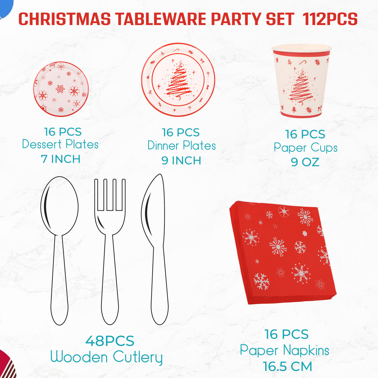 Red White Disposable Dinnerware Set