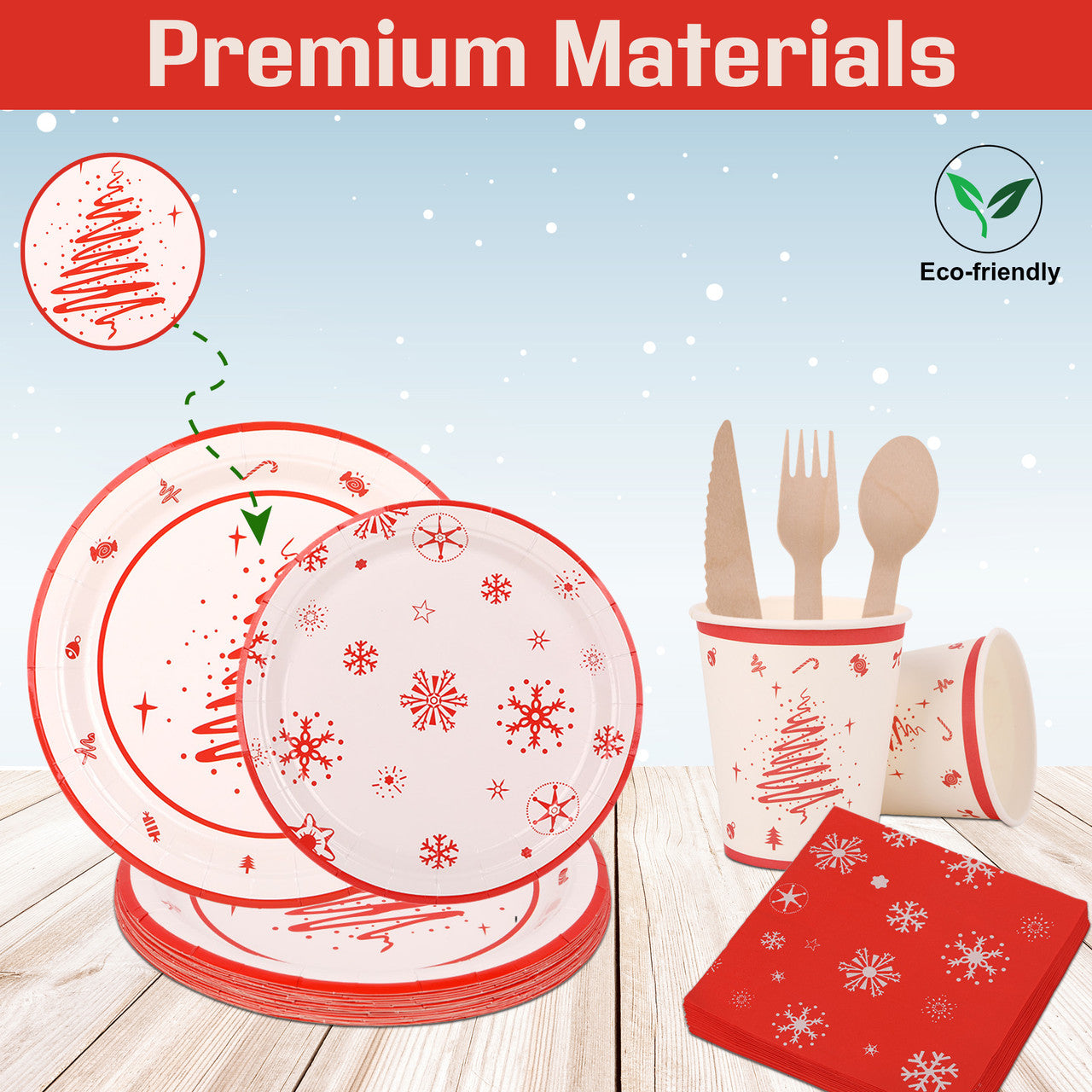 Red White Disposable Dinnerware Set