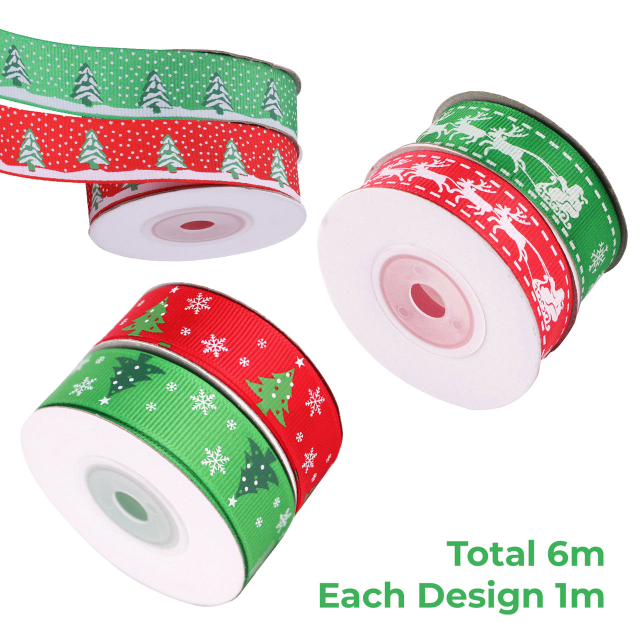 6M Christmas Ribbon for Gift Wrapping - Design 3