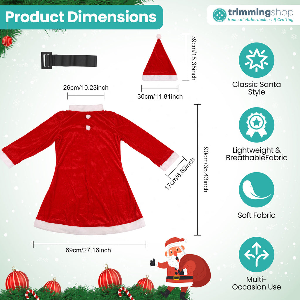 Mrs. Claus Christmas Costume Set  – Velvet Red Hat & Vest Outfit