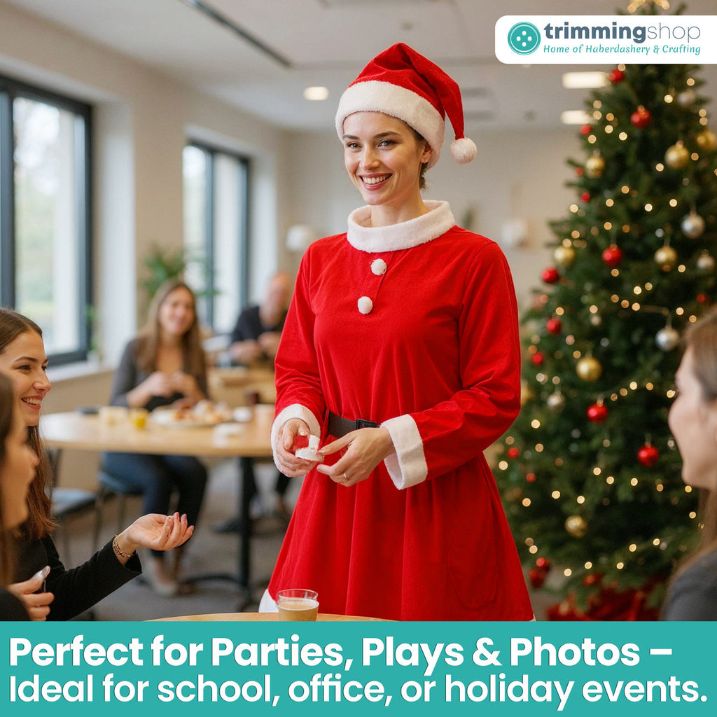 Mrs. Claus Christmas Costume Set  – Velvet Red Hat & Vest Outfit