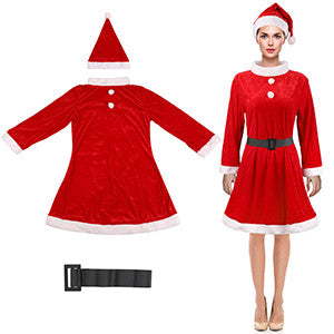 Mrs. Claus Christmas Costume Set  – Velvet Red Hat & Vest Outfit