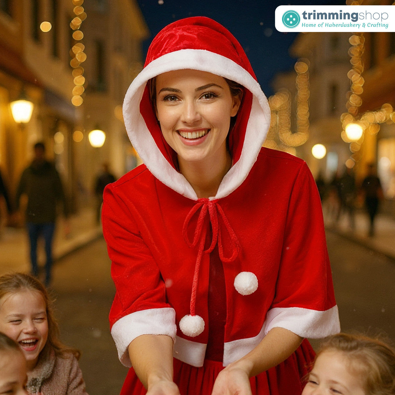 Velvet Santa Costume Set – Mrs. Claus Hooded Cape & Skirt
