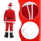 5pc Santa Costume & Large Red Velvet Santa Sack Set