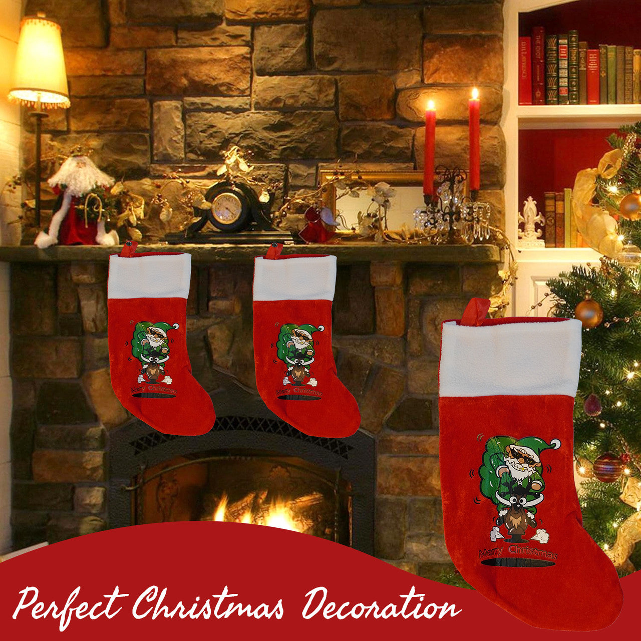 Christmas Stocking - Santa & Reindeer