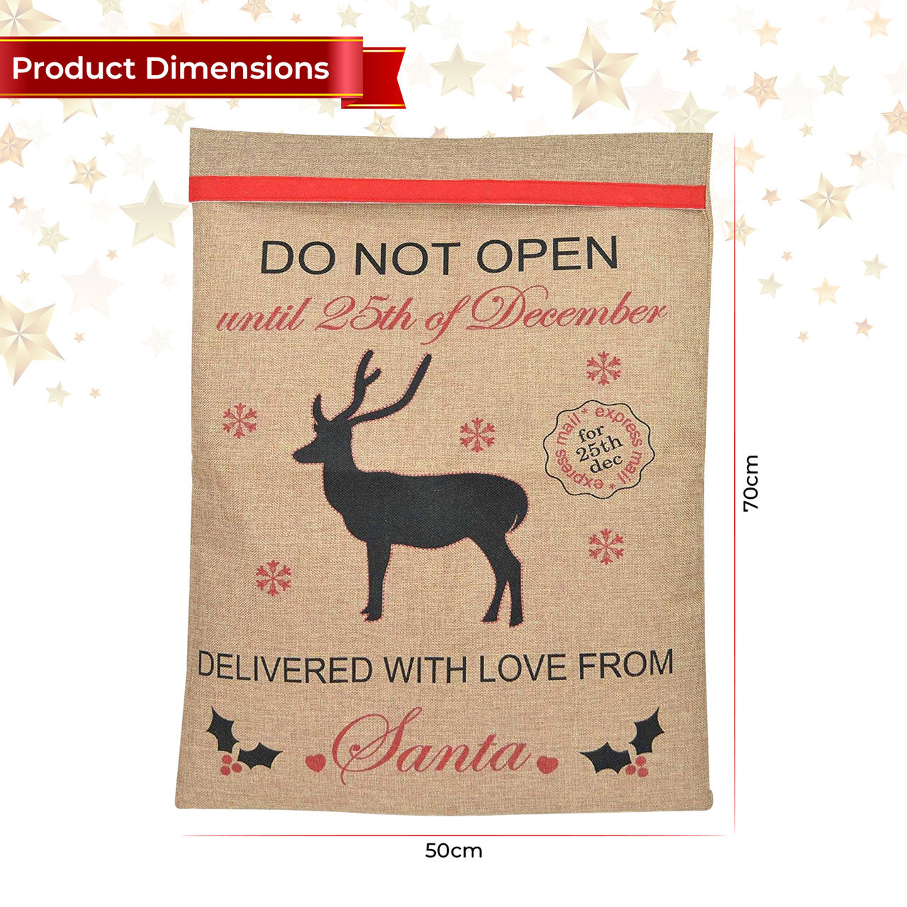 Christmas Hessian Burlap Sack -  Reindeer