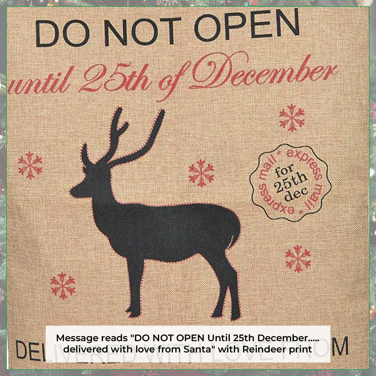 Christmas Hessian Burlap Sack -  Reindeer