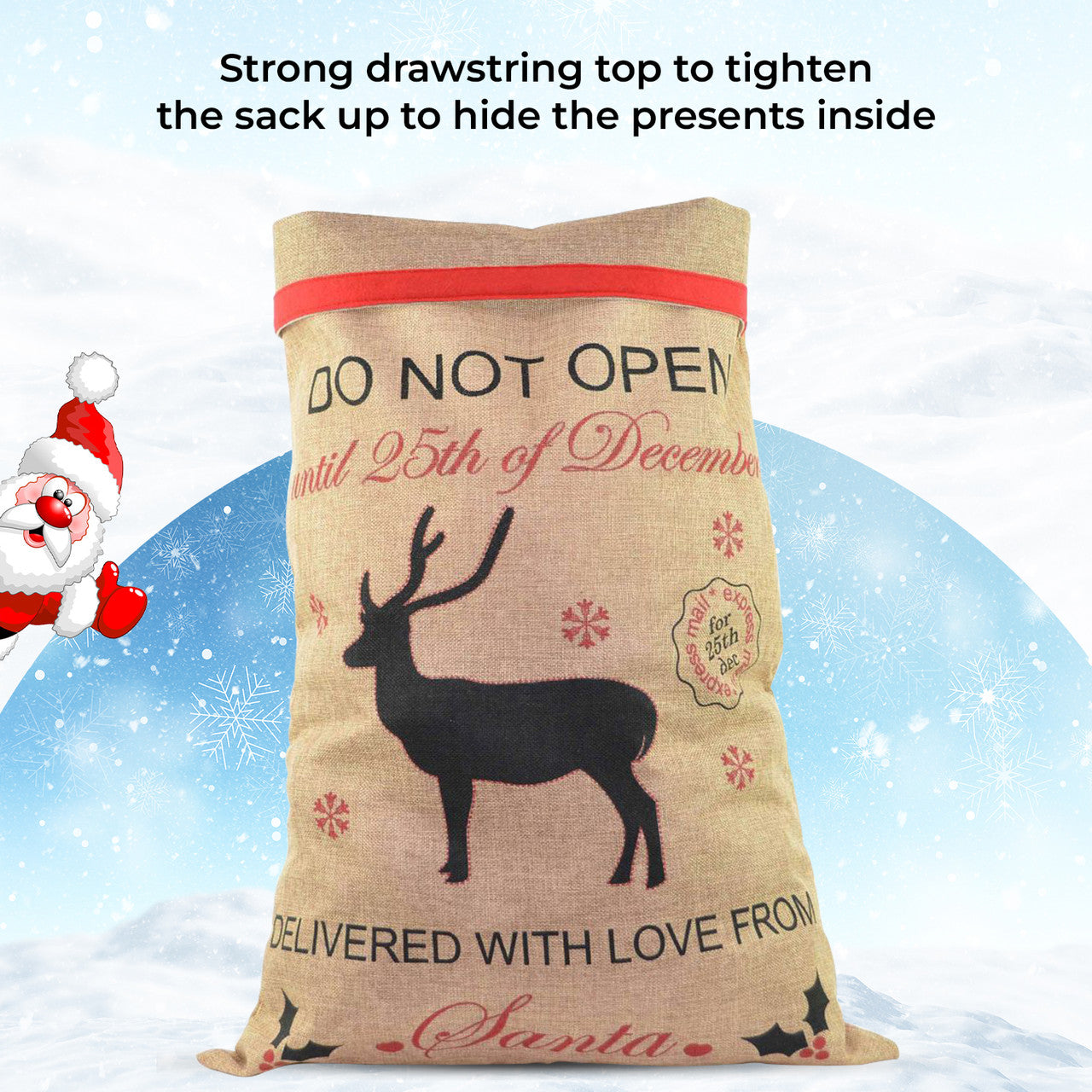 Christmas Hessian Burlap Sack -  Reindeer