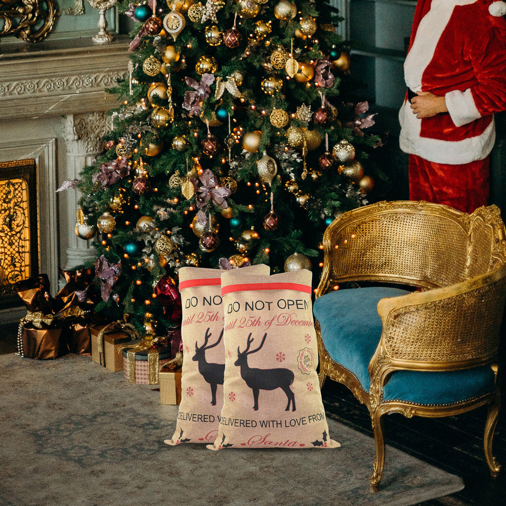 Christmas Hessian Burlap Sack -  Reindeer