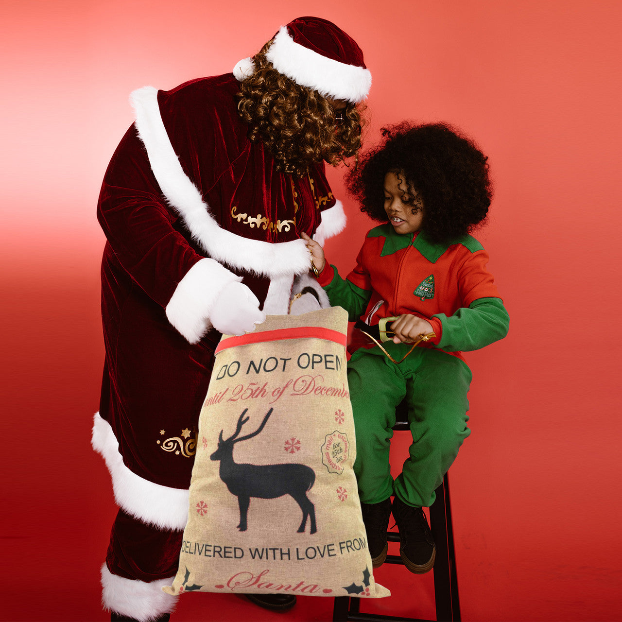 Christmas Hessian Burlap Sack -  Reindeer