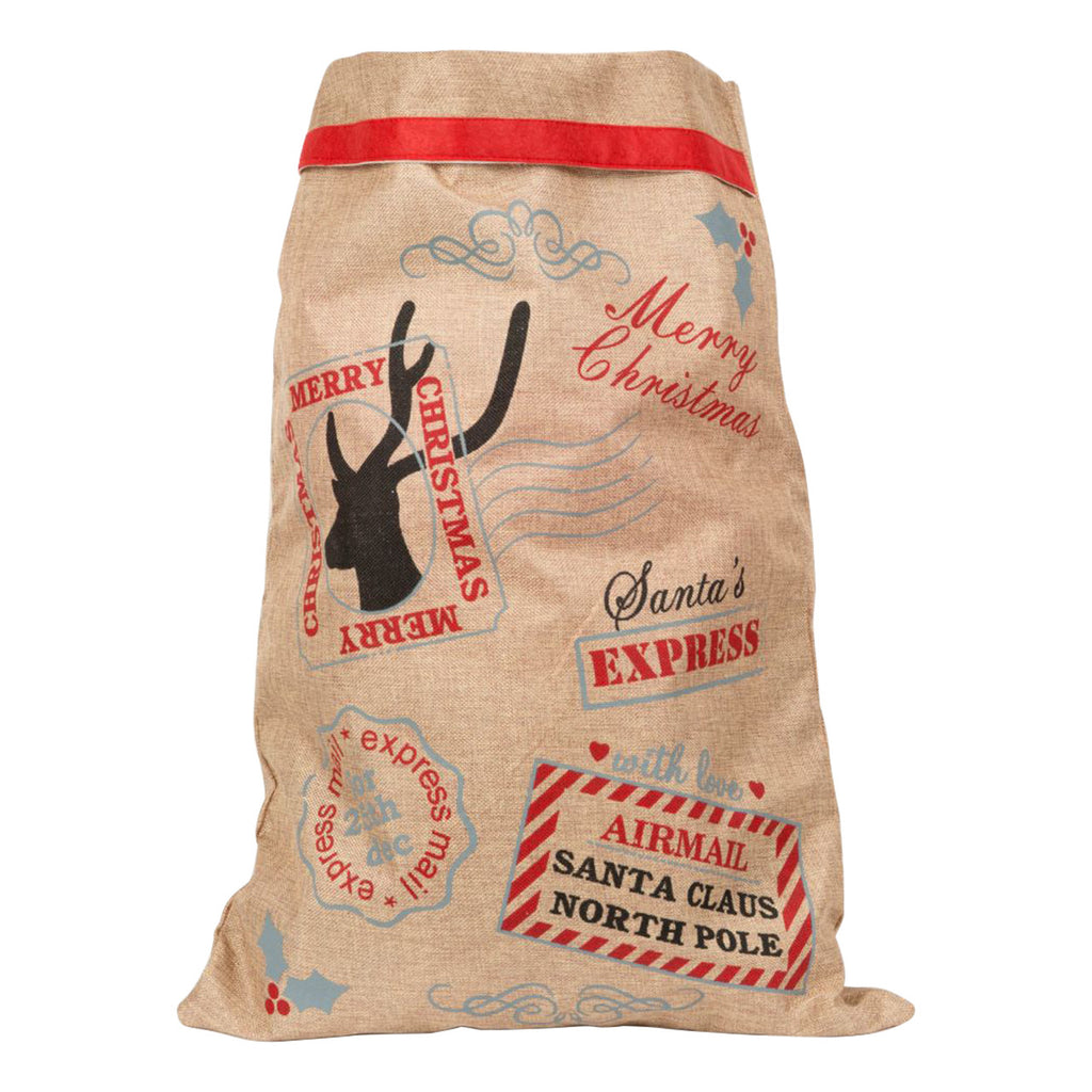 Christmas Hessian Burlap Sack - Santa's Express