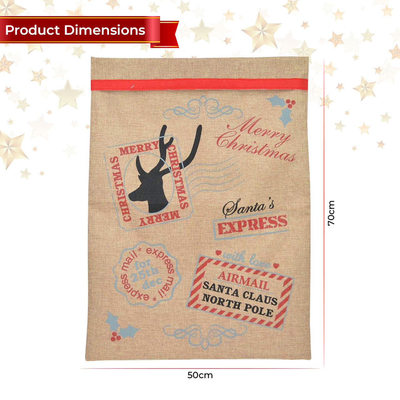 Christmas Hessian Burlap Sack - Santa's Express