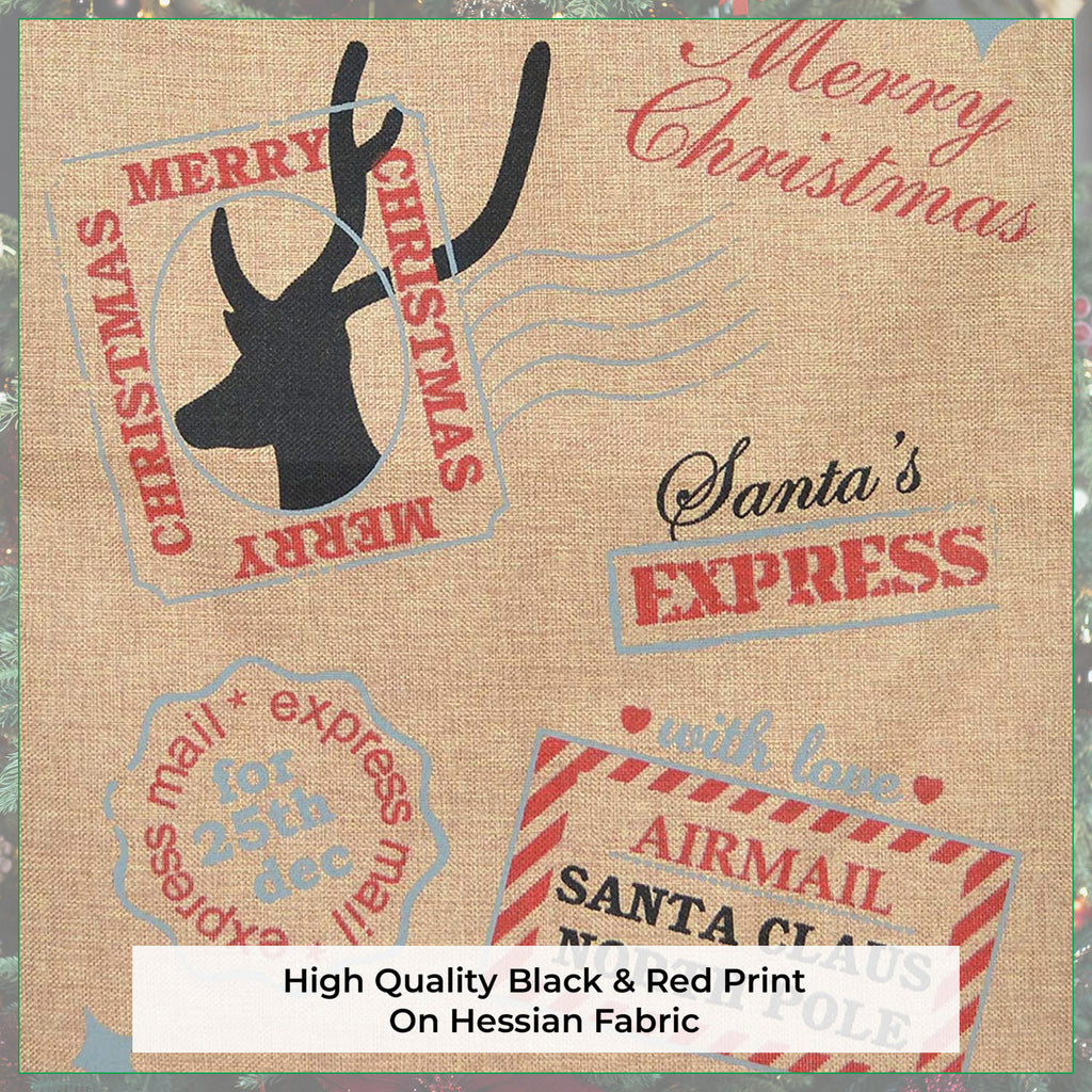 Christmas Hessian Burlap Sack - Santa's Express